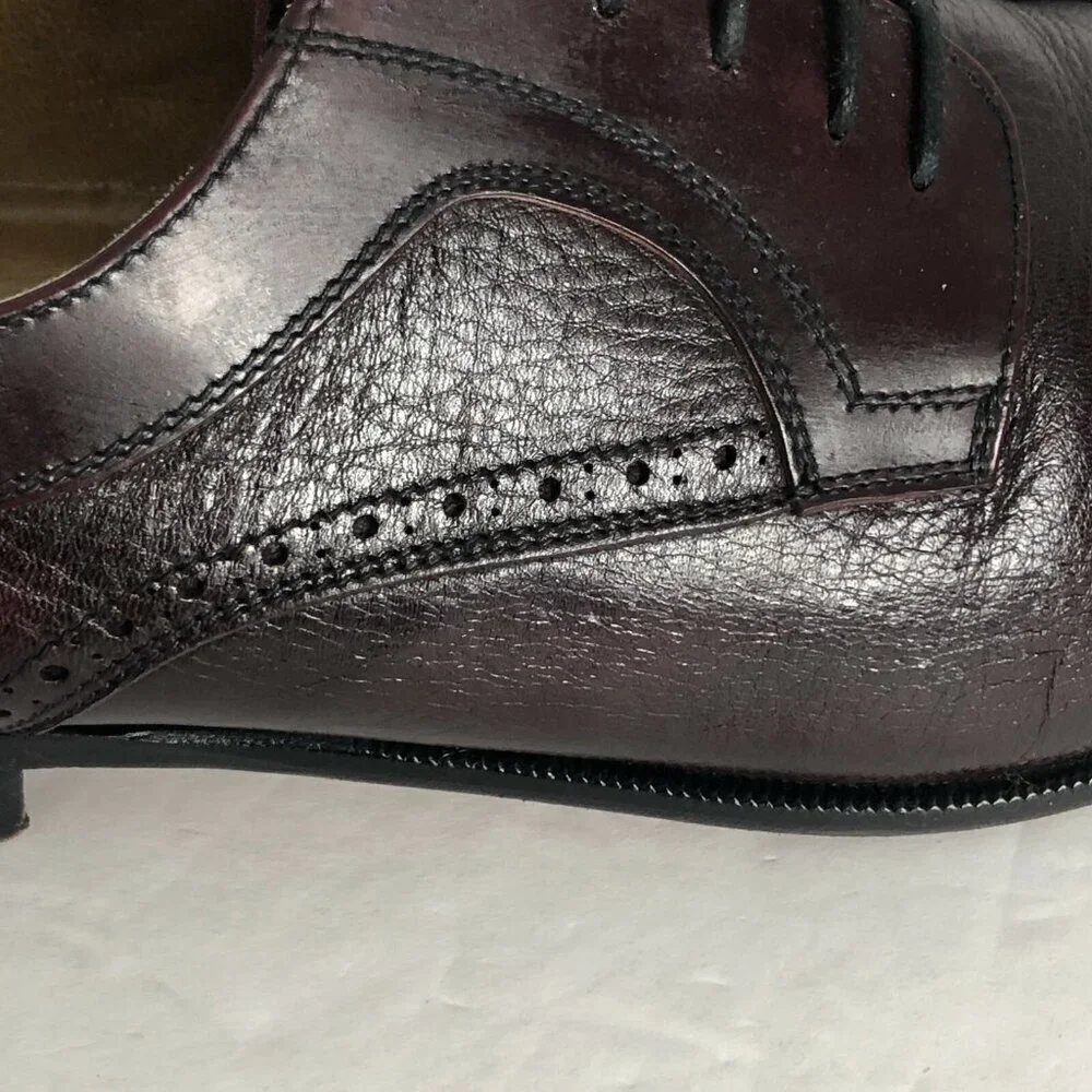 Stamati Mastroianni Leather Oxfords Men's size 10 Oxblood Cap Toe Made in Italy